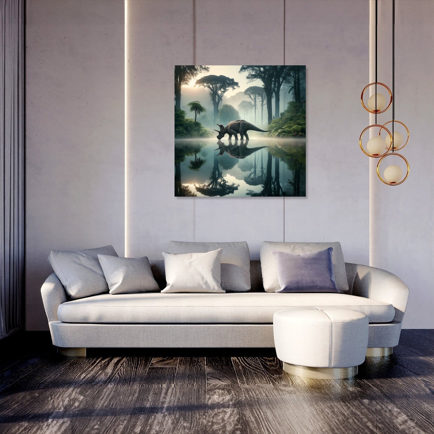 Lakeside Reflections Triceratops Canvas