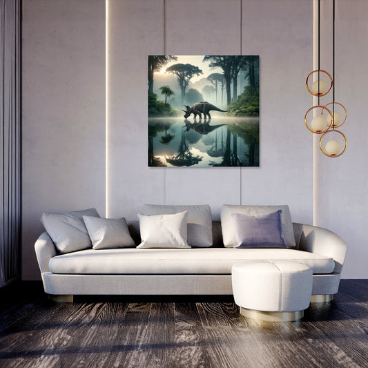 Lakeside Reflections Triceratops Canvas