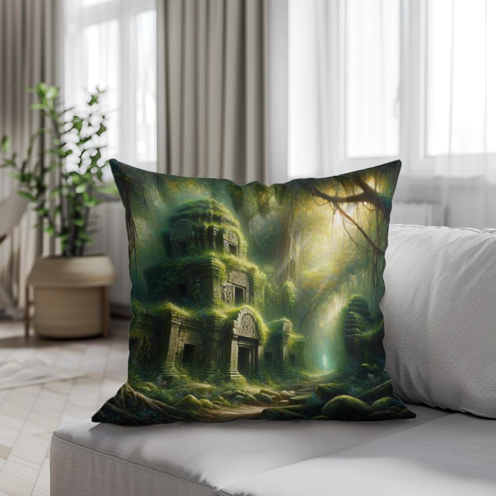 Jungle Ruins Cotton Cushion