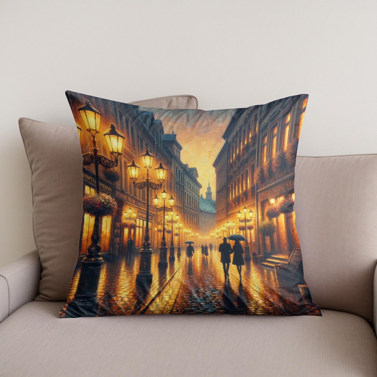 Rainy Evening Romance Cotton Cushion