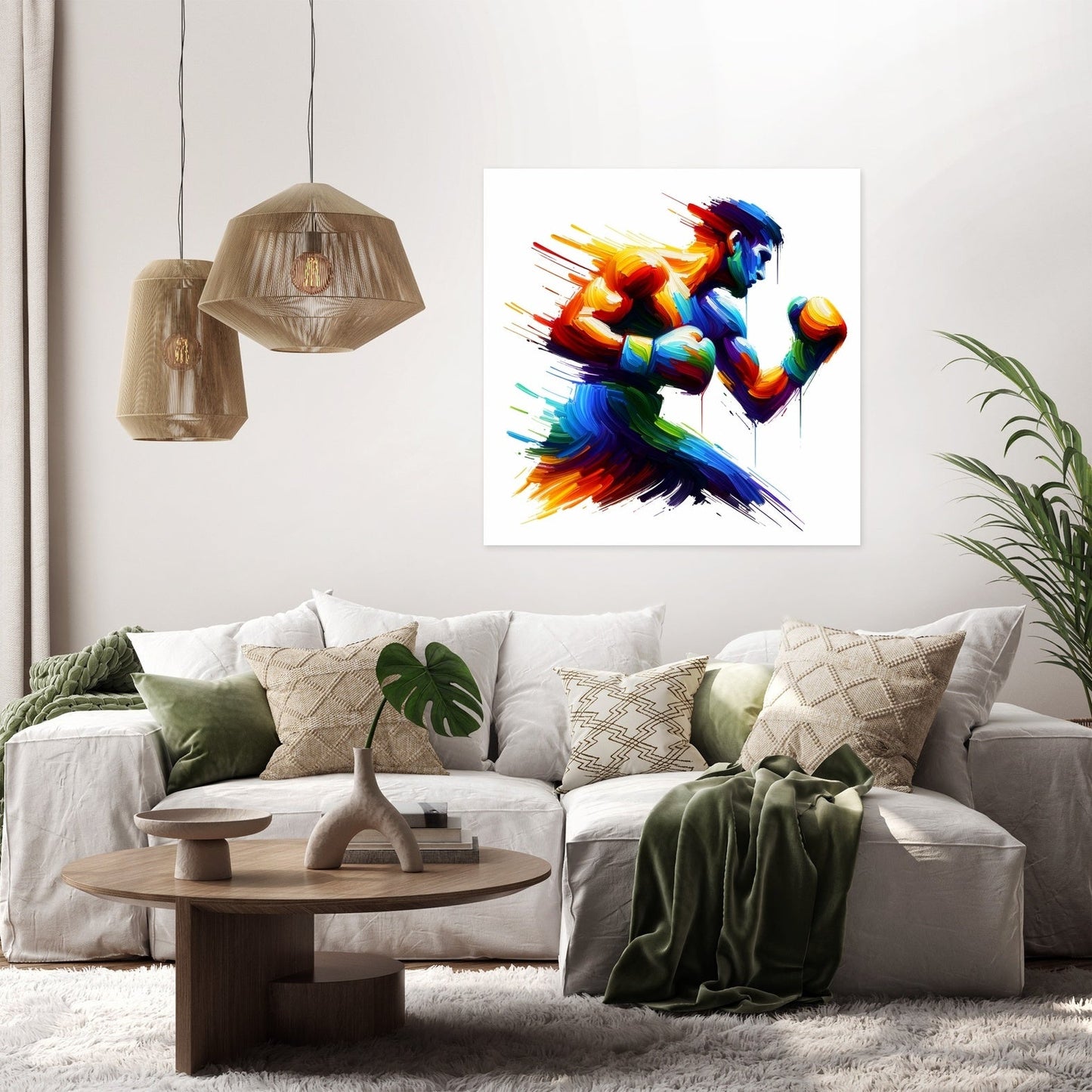 Pugilist's Colorful Impact Canvas