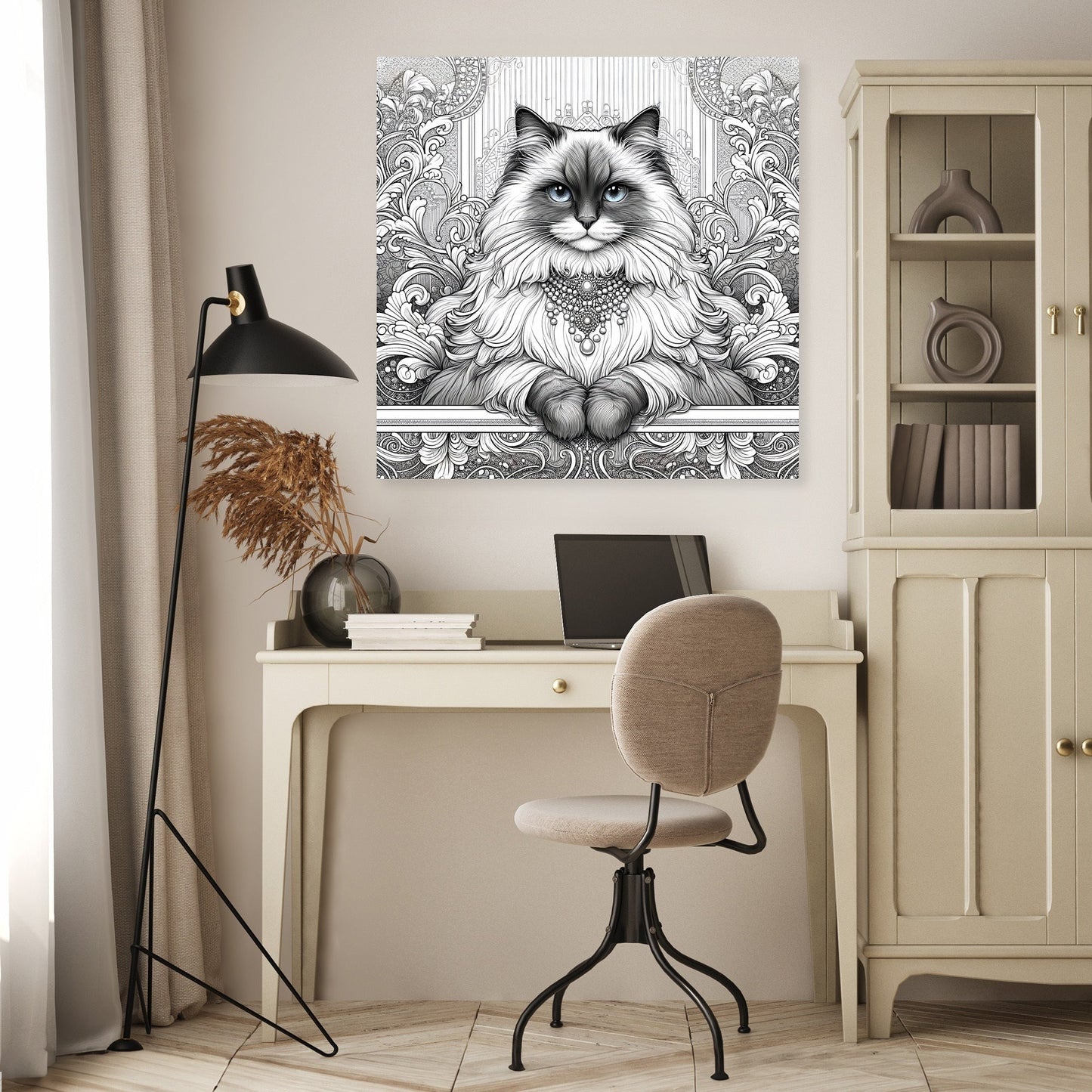 Glamour Ragdoll Line Art Canvas