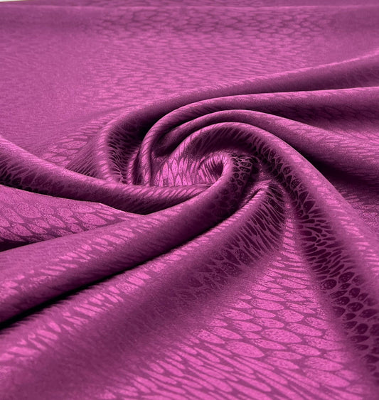 Purple Small Animal Silky Satin Feel Non Stretch Fabric