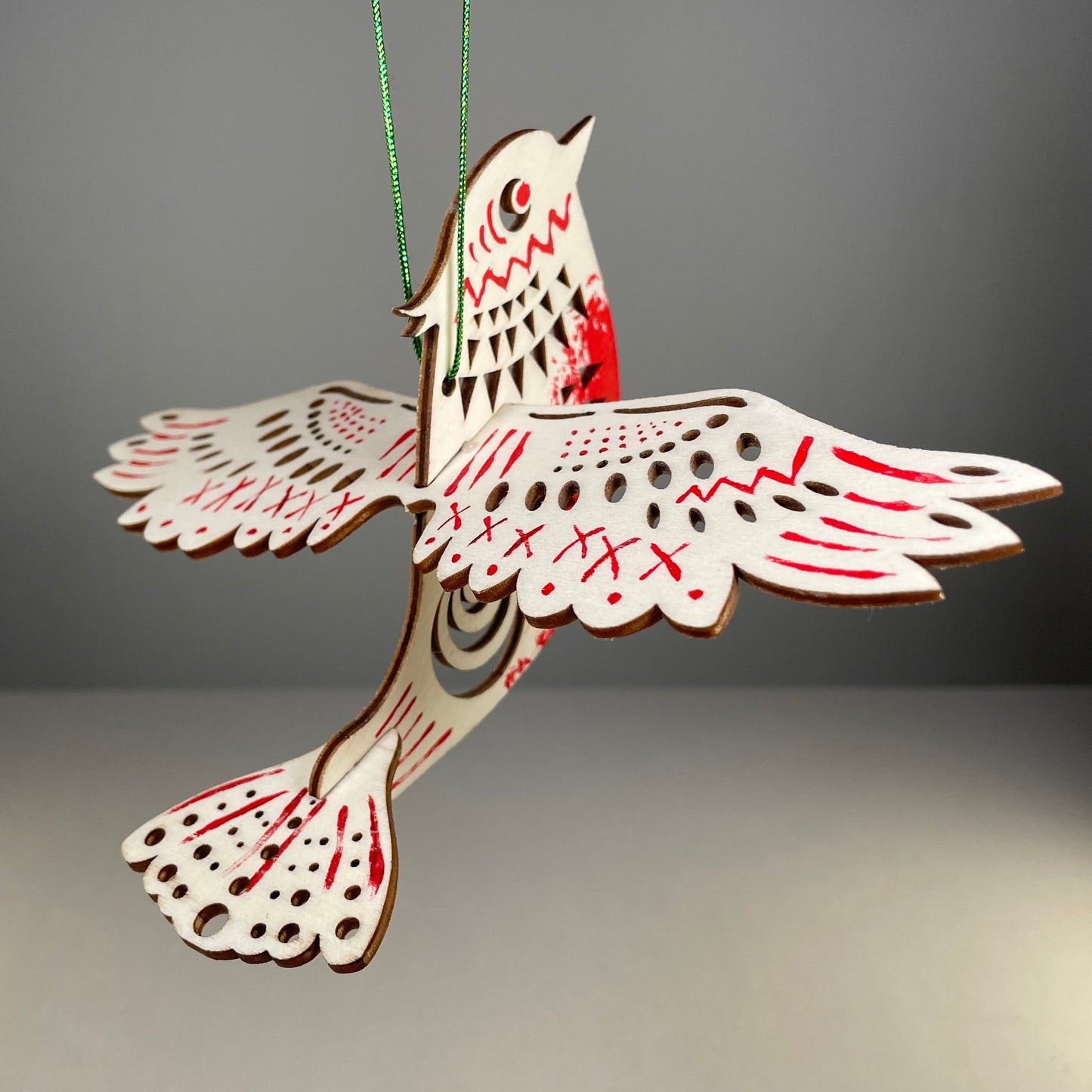 Decorative Christmas Bird Bauble - Handmade Ornament by Curious Rabbit ®