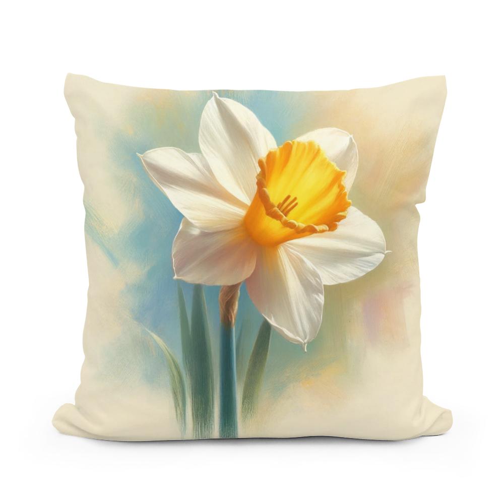 Pastel Spring Daffodil Cotton Cushion