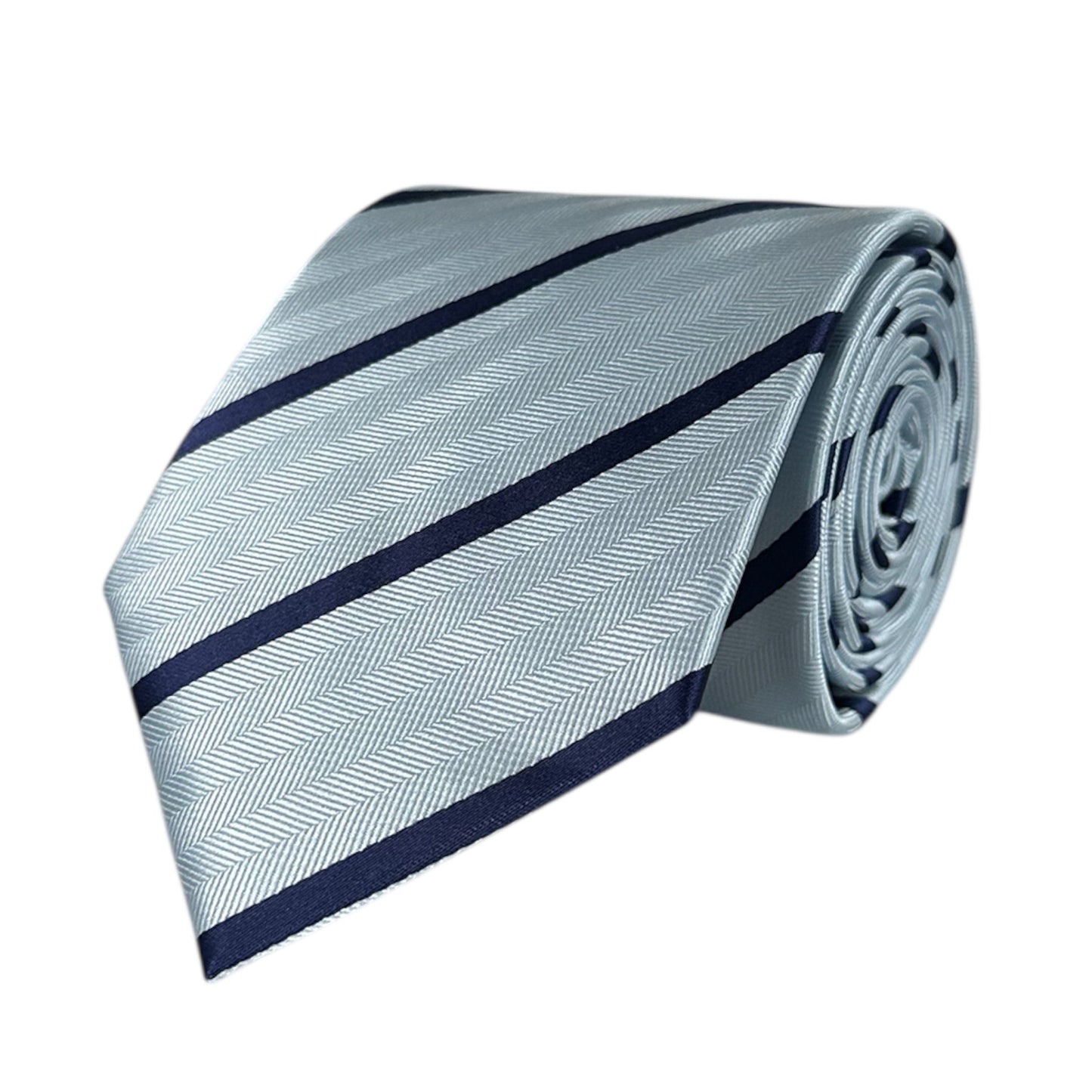 Light Blue & Navy Blue Stripe Tie - Hawksmoor Edit