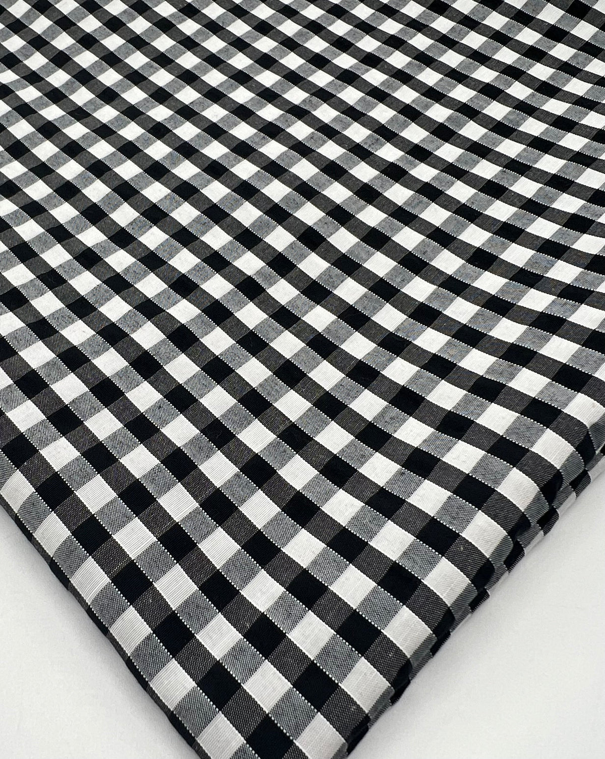 Black Gingham Printed Polycotton 90 GSM 80/20 44 Inch Non Stretch