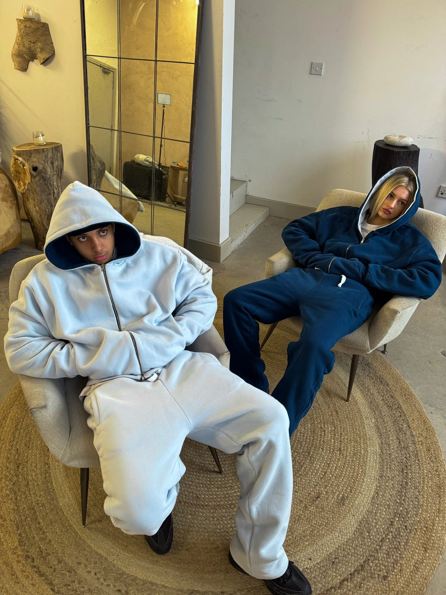 NAVY/STONE REVERSIBLE ZIP HOODIE