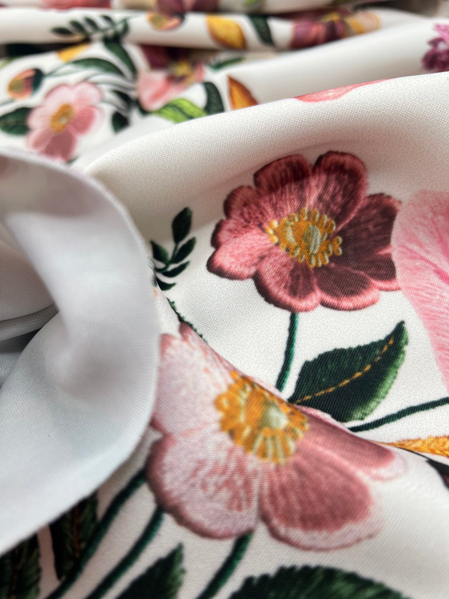 Floral Printed Plain Scuba 4 Way Stretch Jersey Fabric