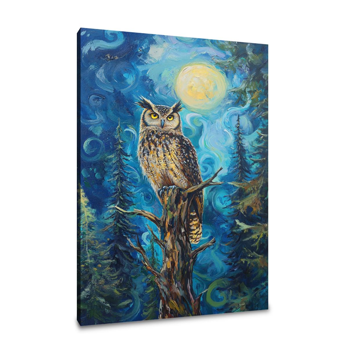 Owl's Midnight Reverie Canvas