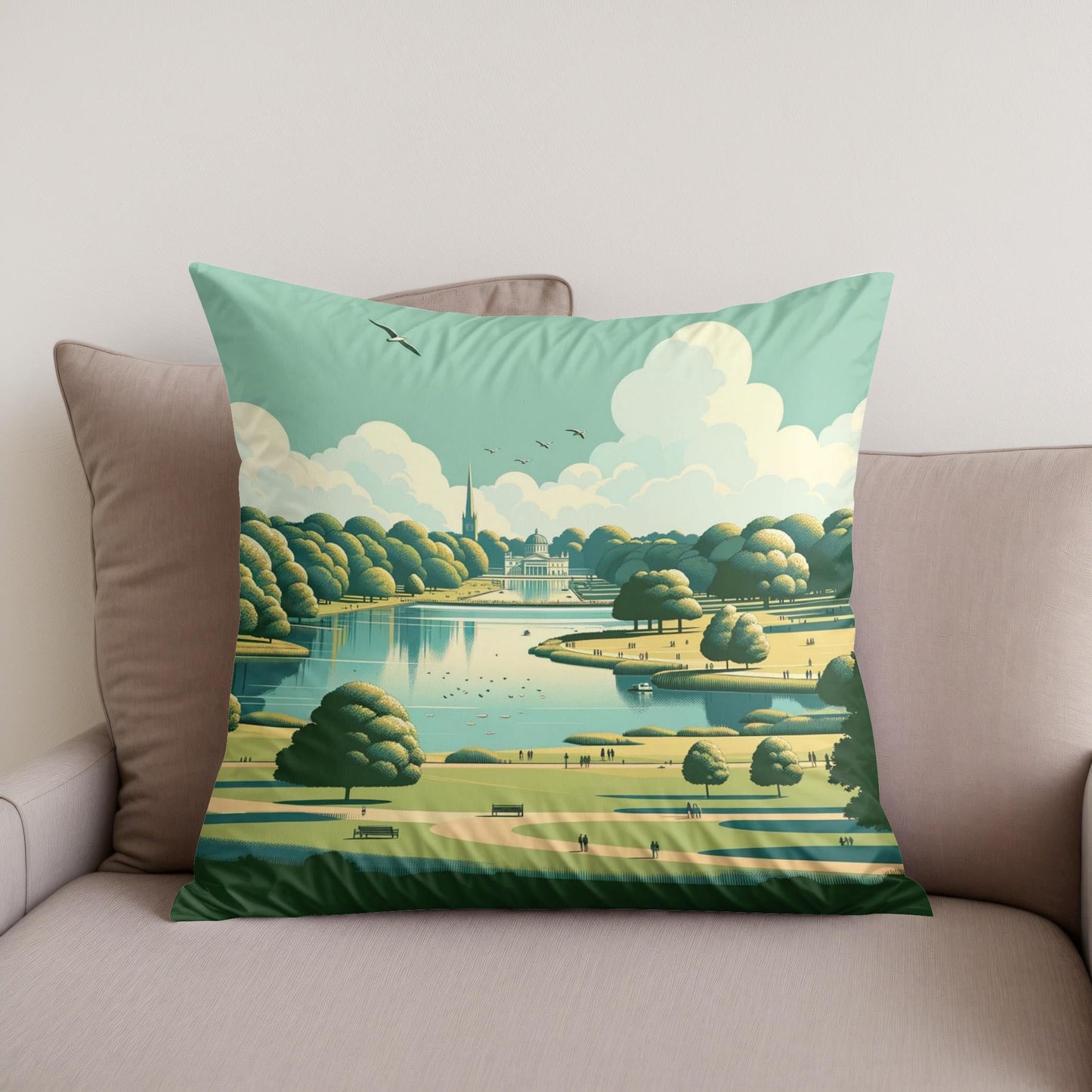 London Hyde Park Minimalist Tranquility Cotton Cushion
