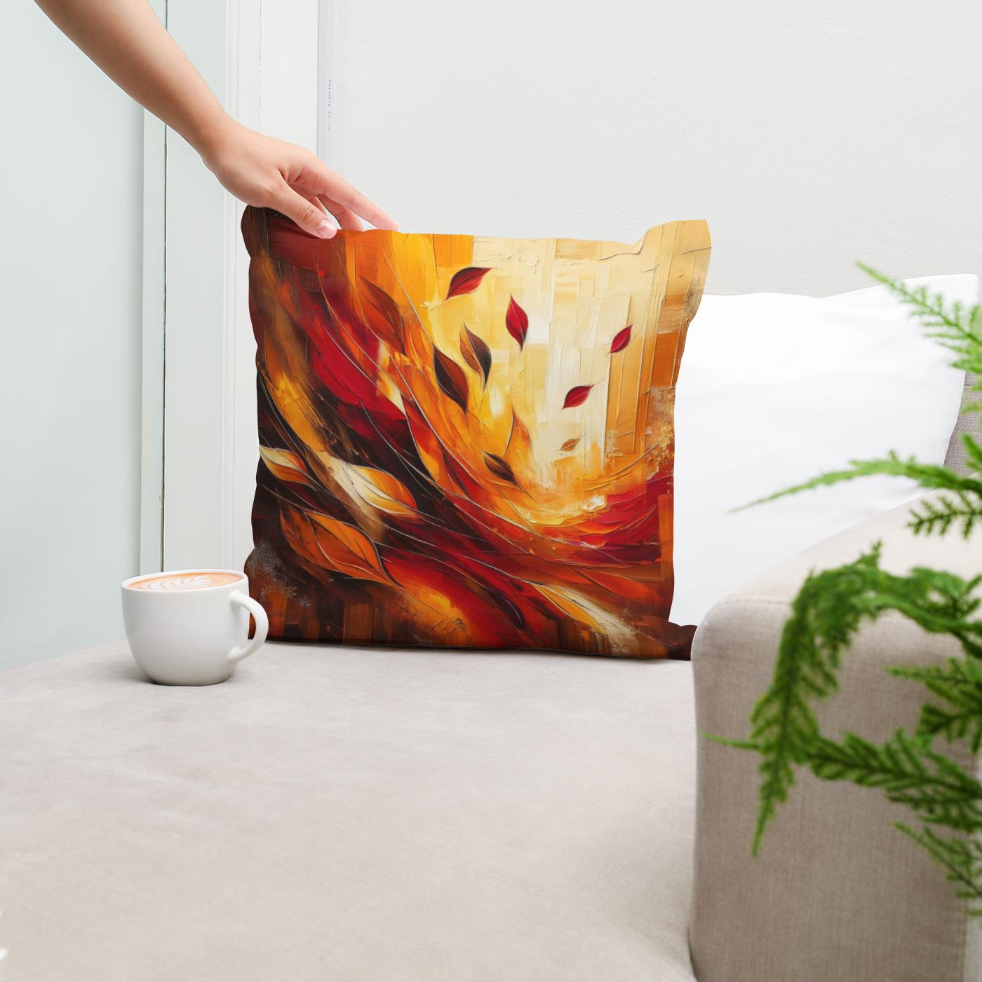 Autumn Embrace Abstract Cotton Cushion