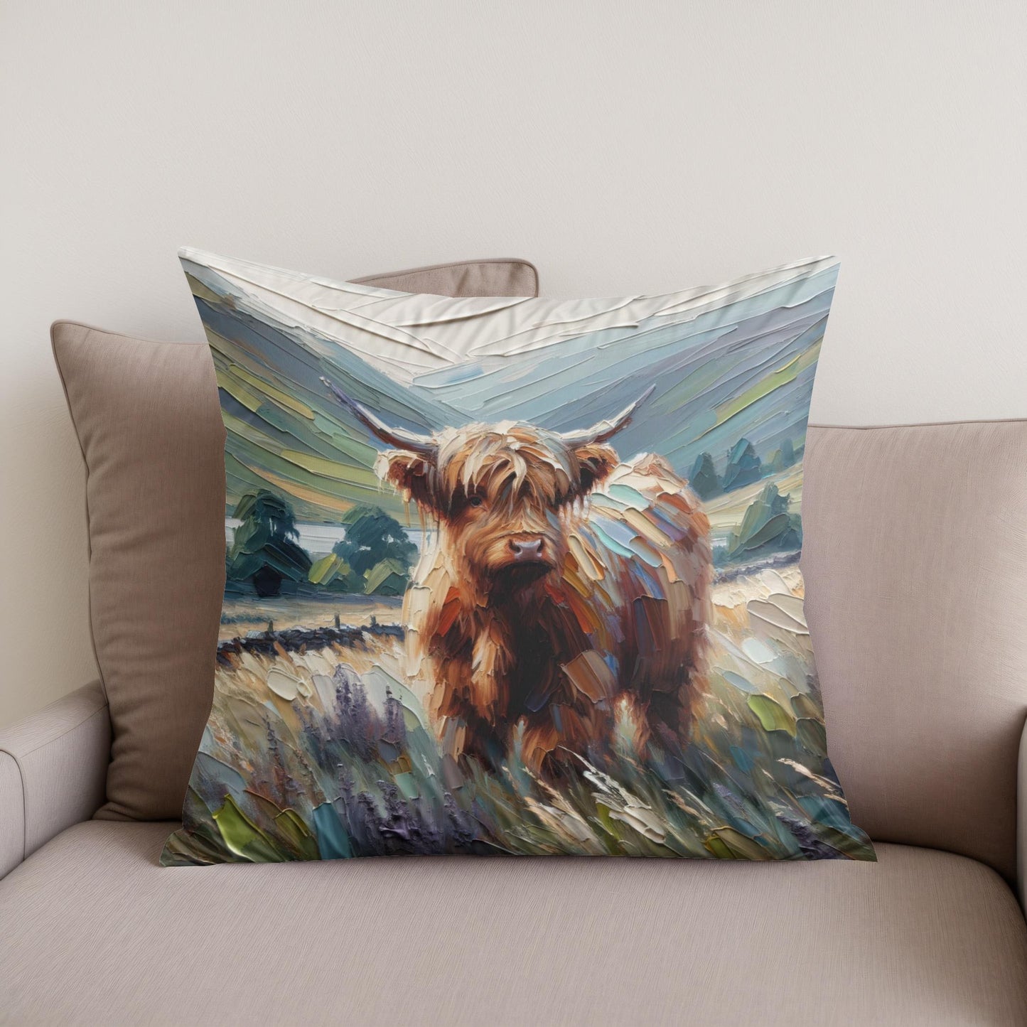 Muted Highland Journey Cotton Cushion