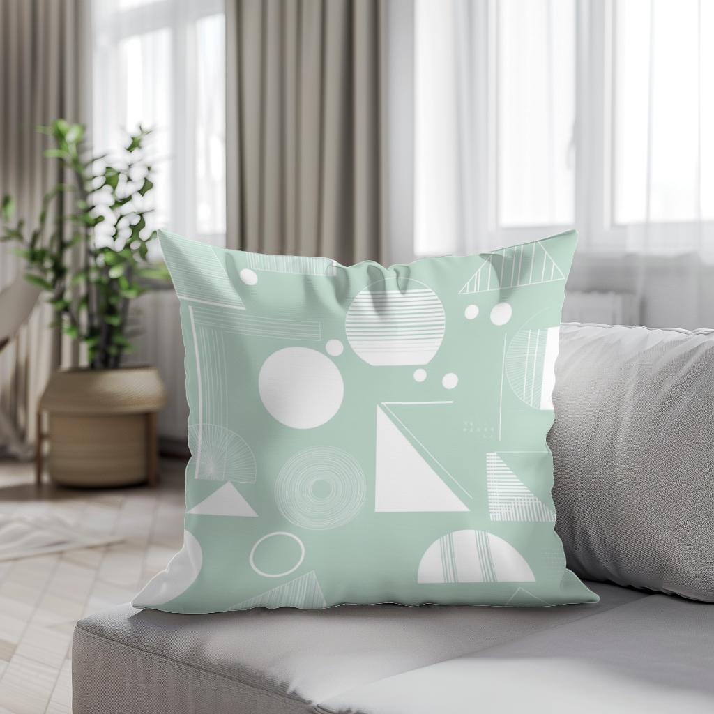 Mint Geometric Cotton Cushion