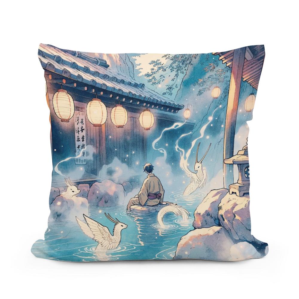 Mystic Onsen Whispers Cotton Cushion