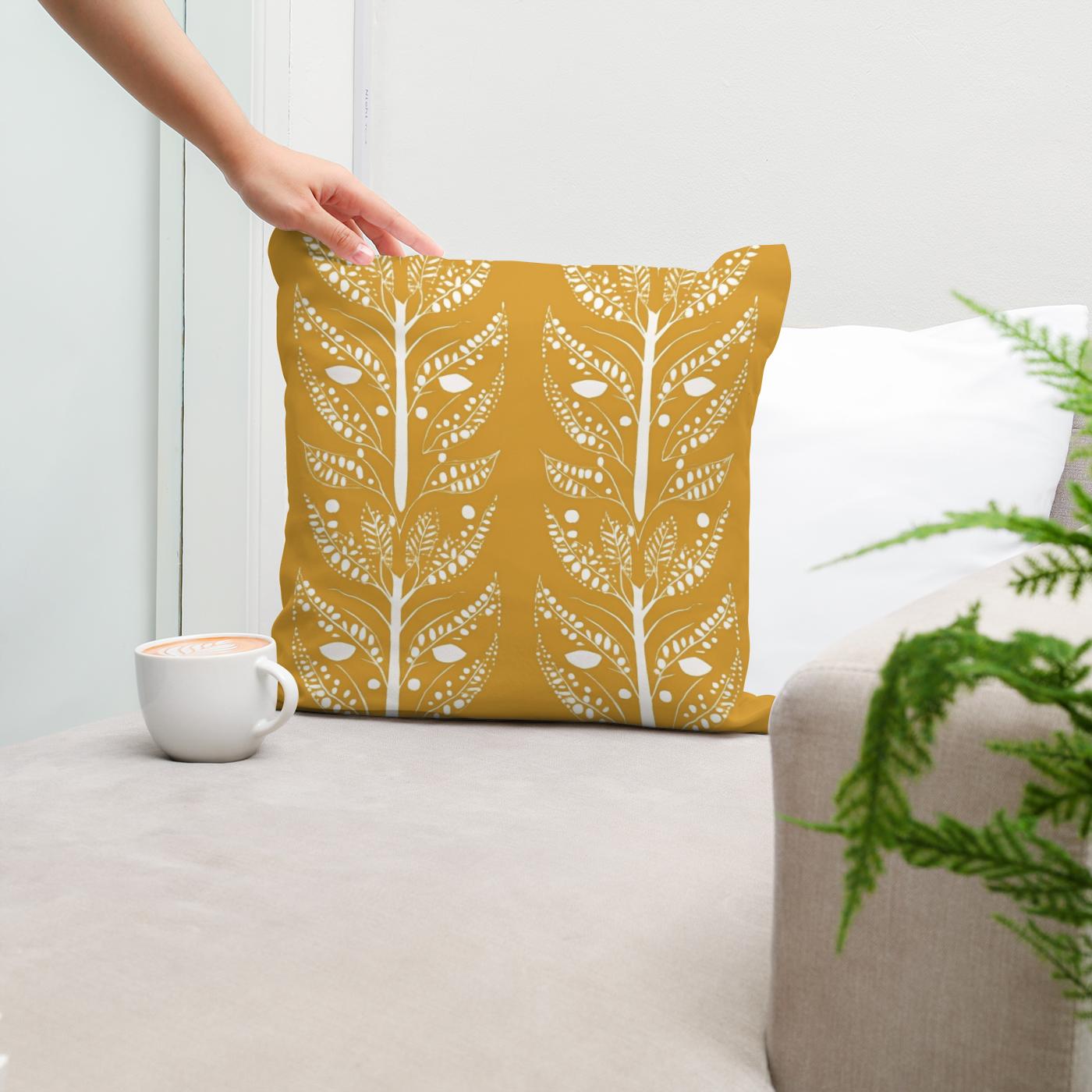 Mustard Symmetry Cotton Cushion