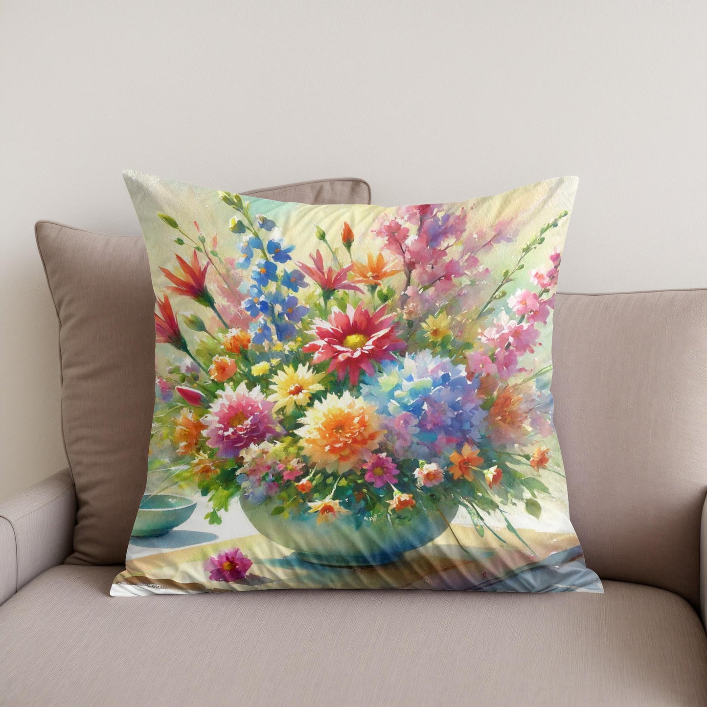 Vibrant Ikebana Cotton Cushion