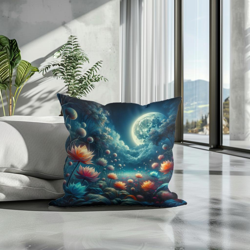 Mystic Moonlight Garden Cotton Cushion
