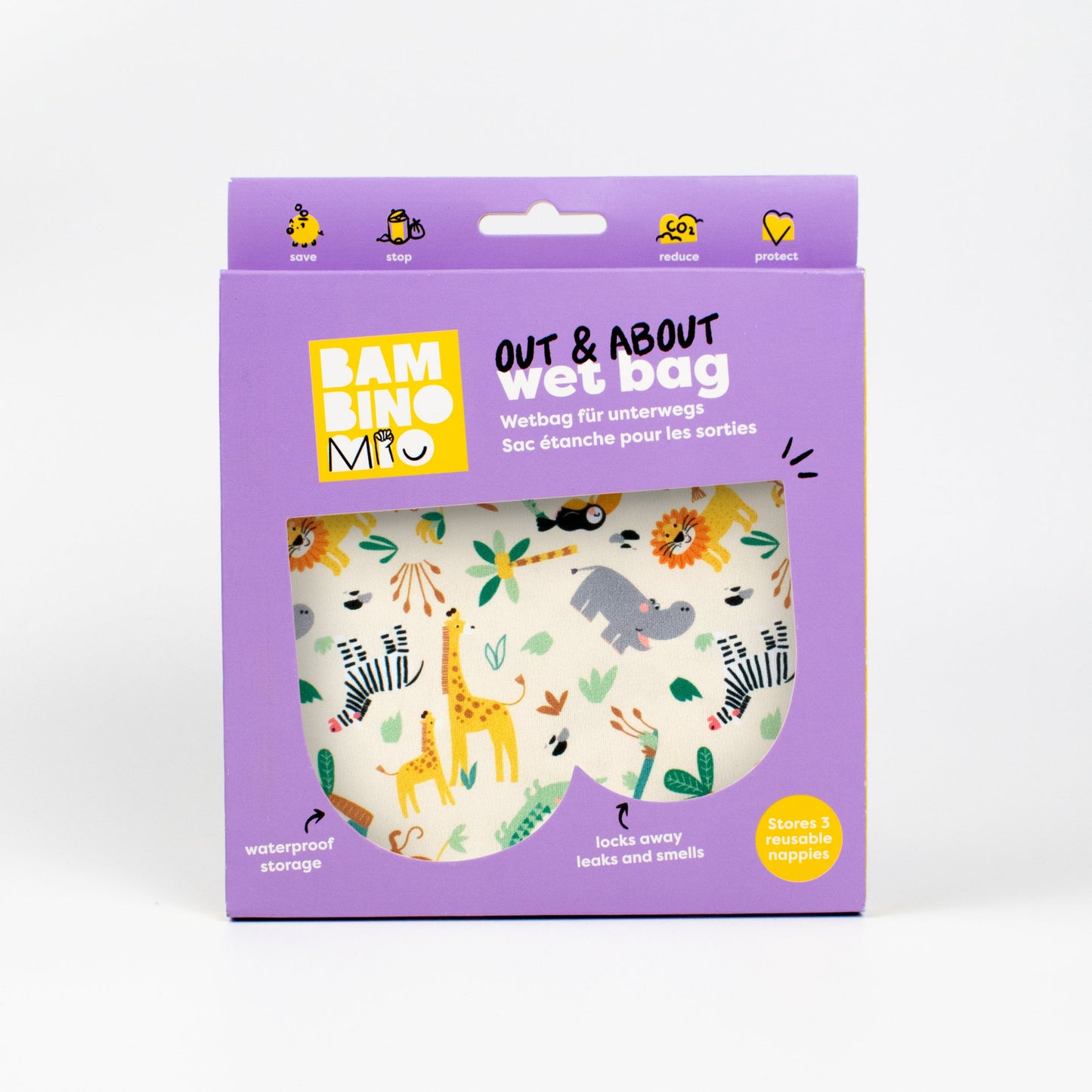 Out and About Waterproof Wet Nappy Bag in Safari Squad