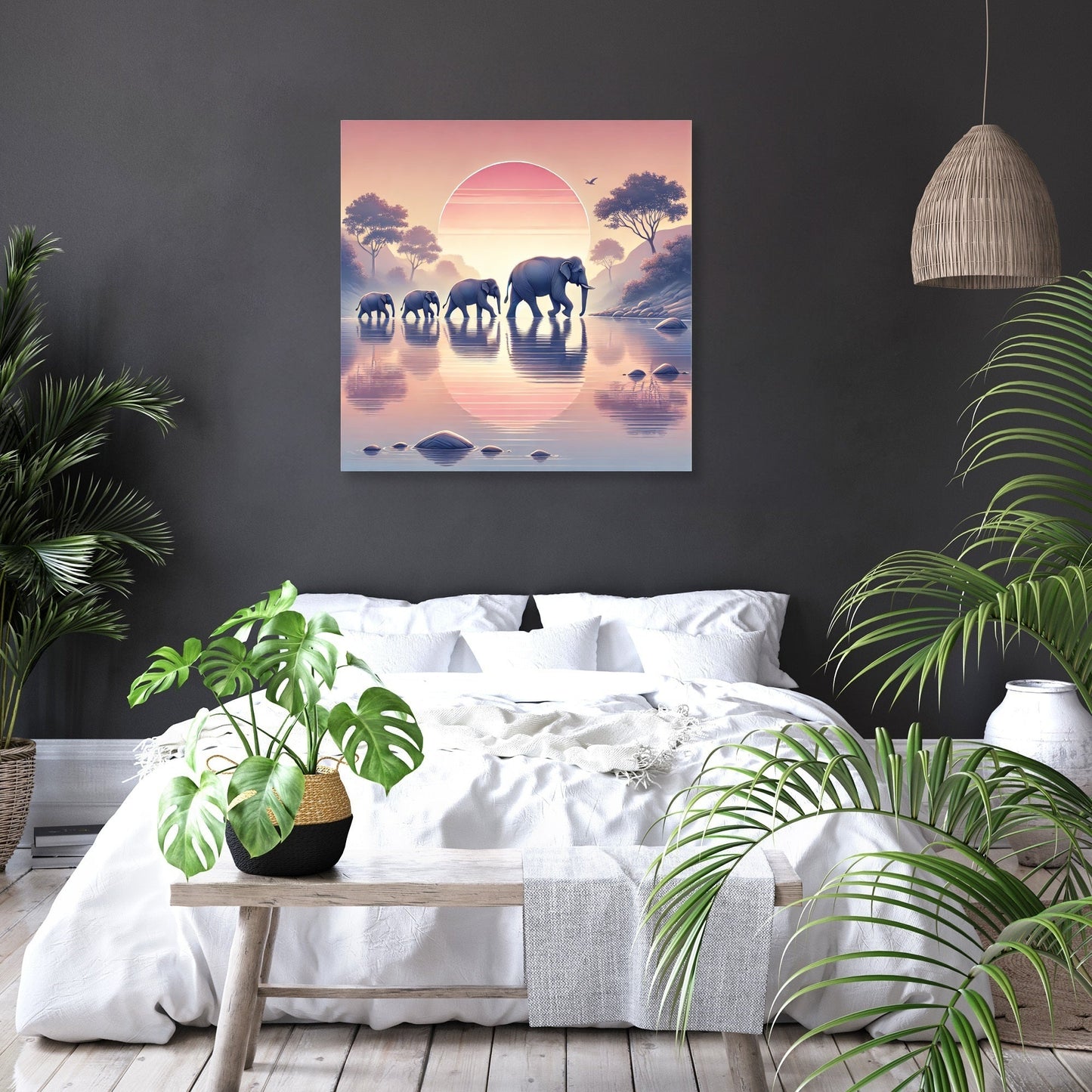 Elephant Sunrise Canvas