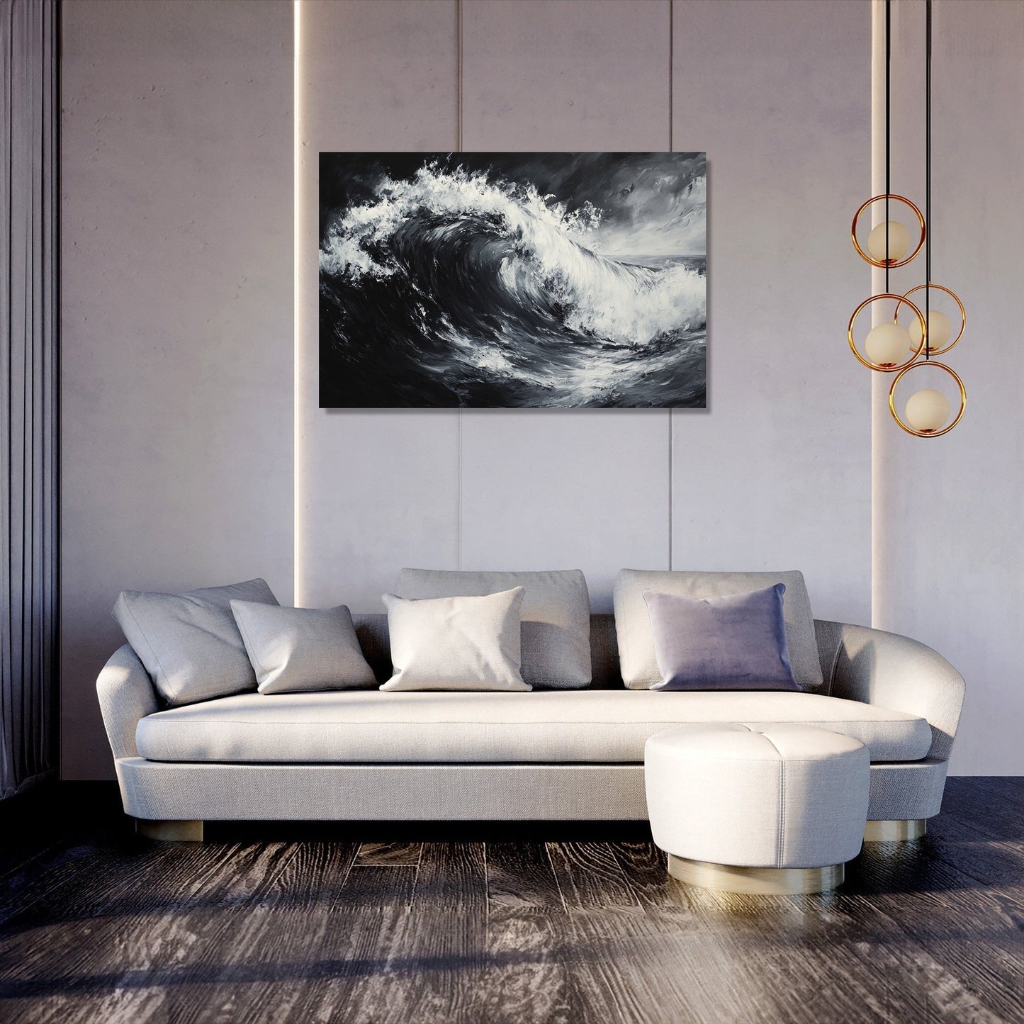 Monochrome Serenity Wave Canvas