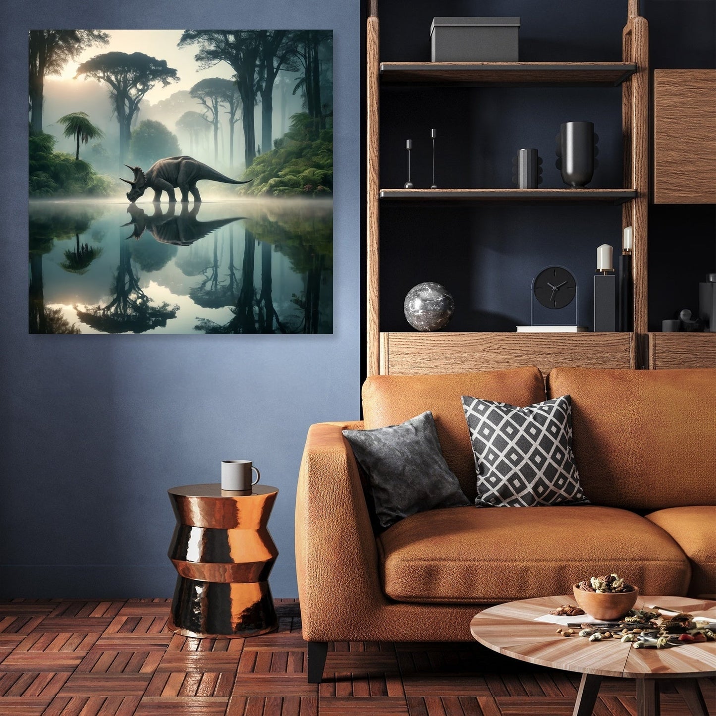 Lakeside Reflections Triceratops Canvas