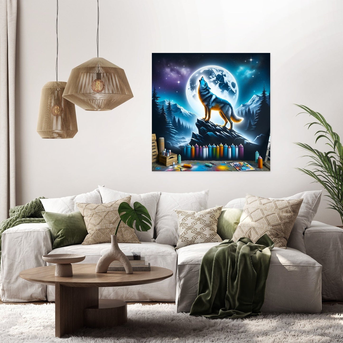 Howling Wolf Night Canvas