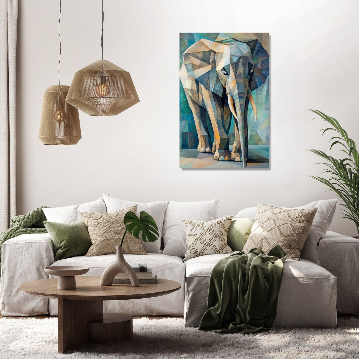 Geometric Majesty Elephant Canvas