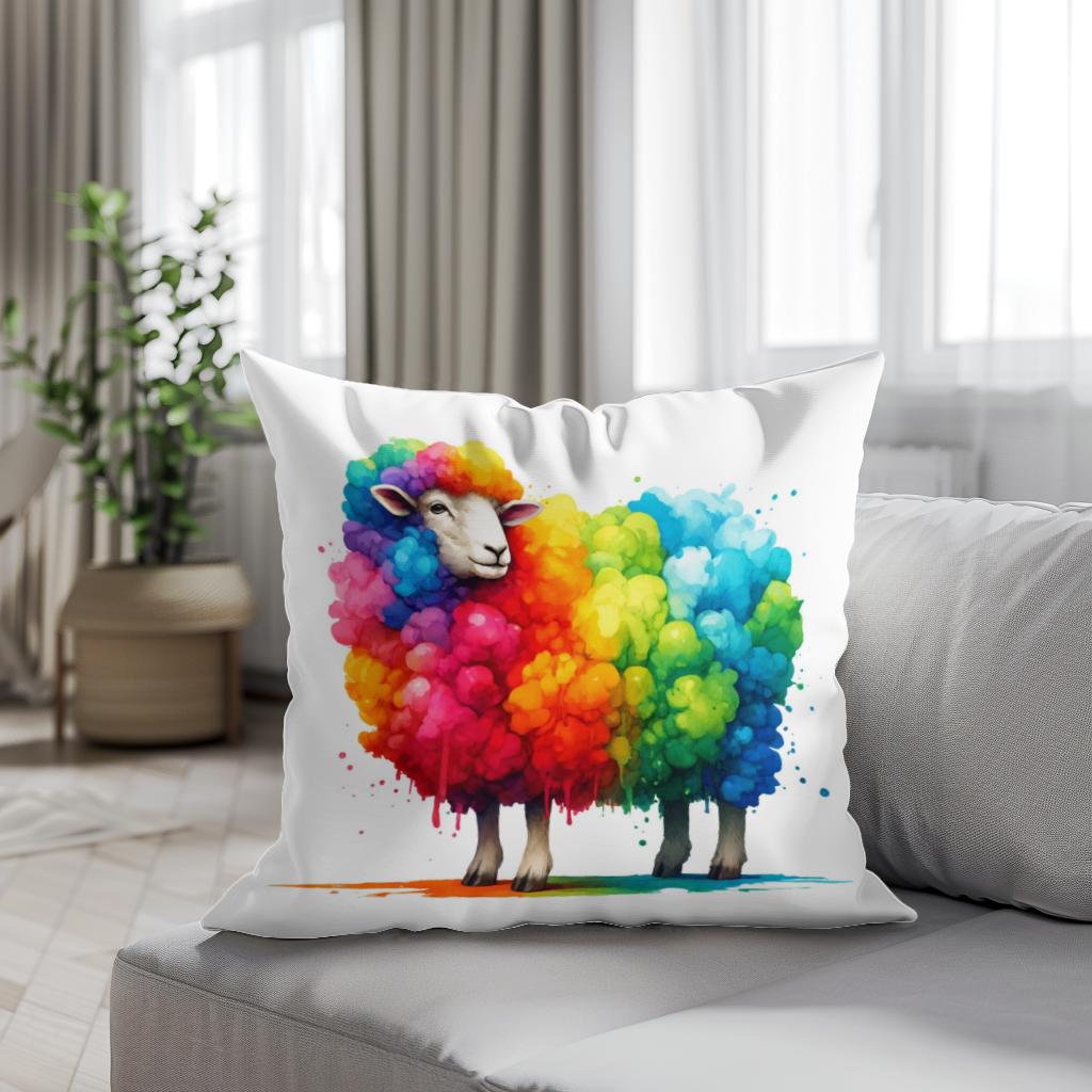 Rainbow Wool Sheep Cotton Cushion