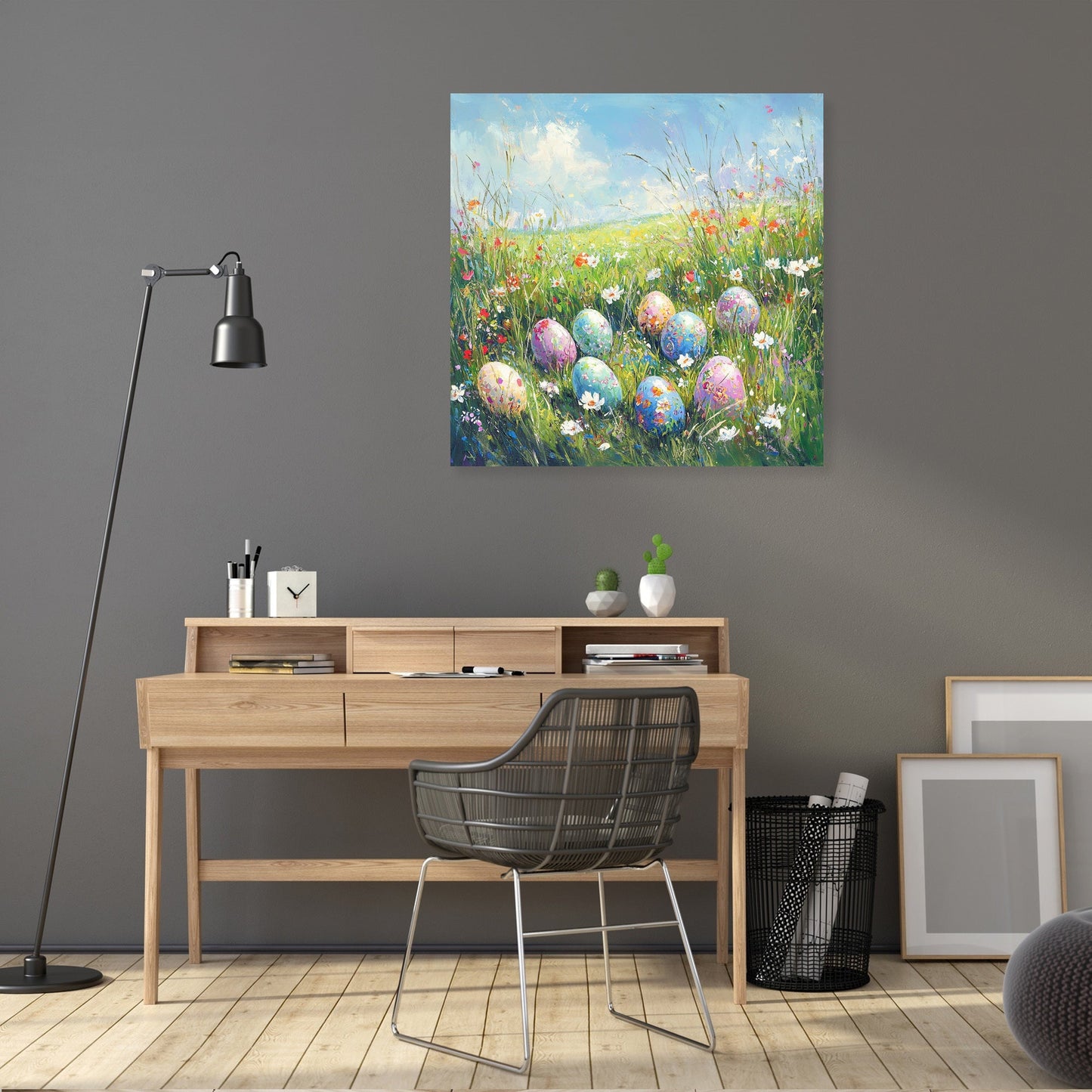 Painted Eggs Meadow Canvas