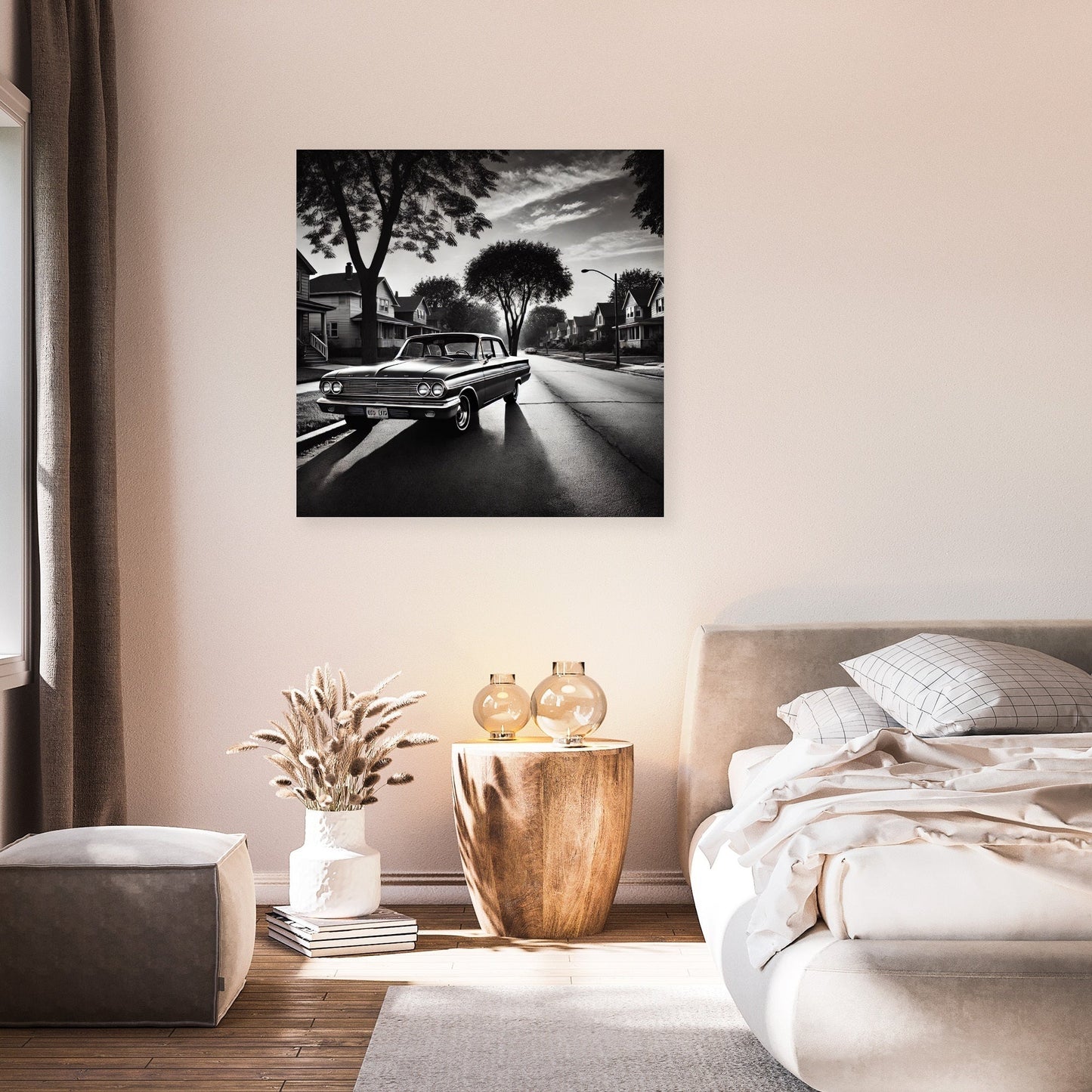 Nostalgic Suburban Drive Canvas