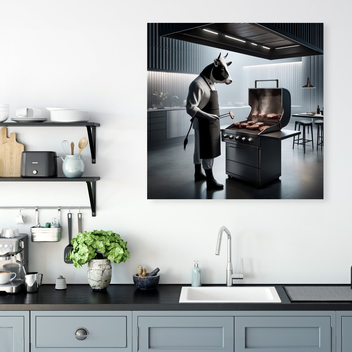 Grill Master Cow Canvas