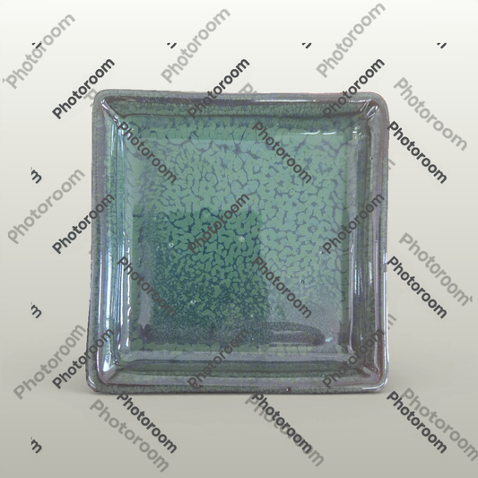 9cm Glazed Drip Tray | Square | Green