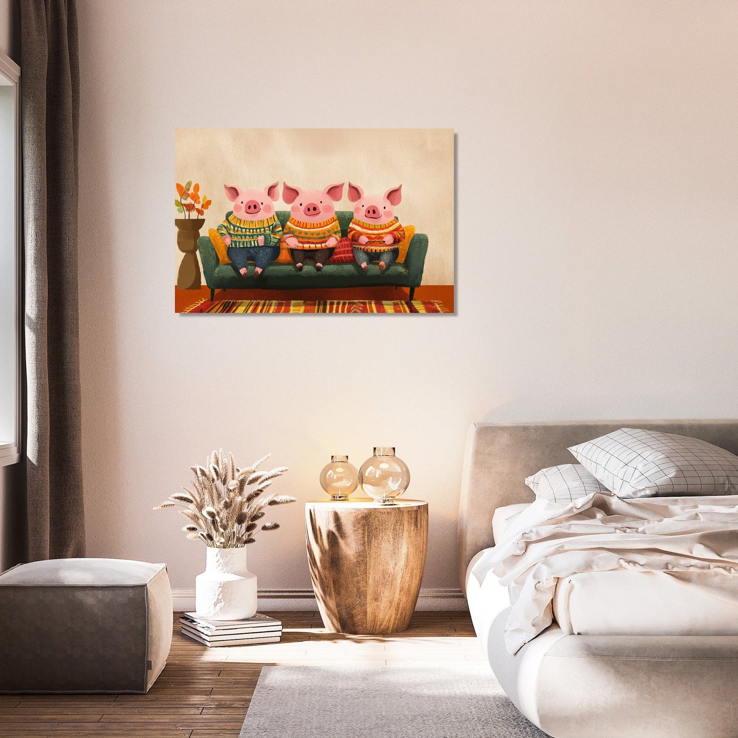 Sweatered Pigs on Canvas