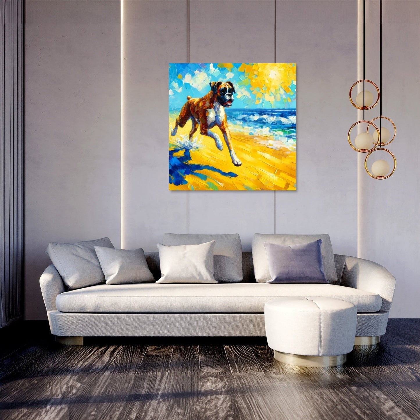 Boxer at the Beach Summer Vibes Canvas