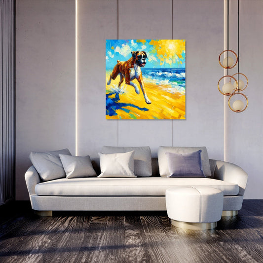 Boxer at the Beach Summer Vibes Canvas