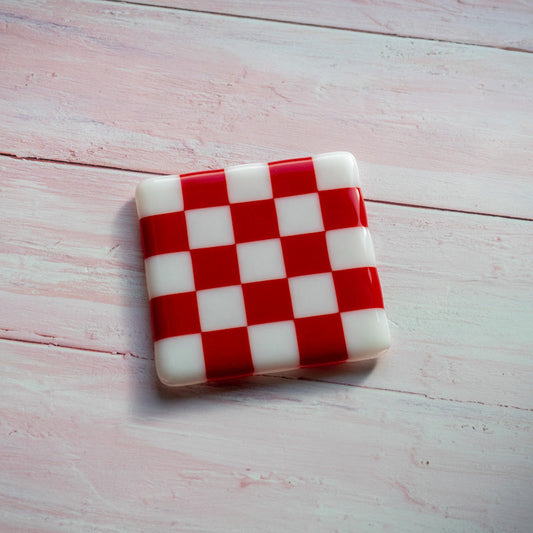 10cm Chequered White/Colour Coaster - Bullseye Collection