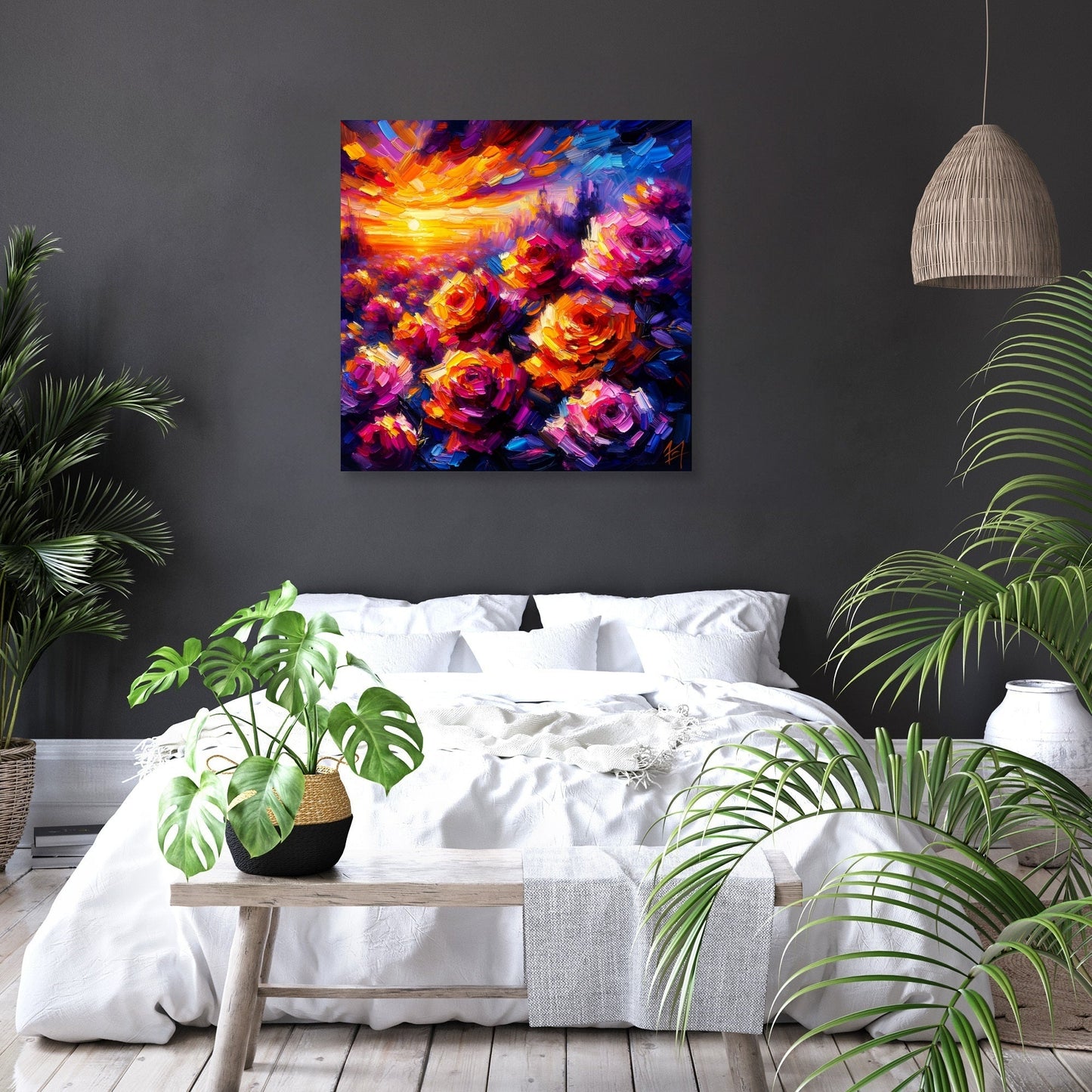 Post-Impressionist Rose Twilight Canvas