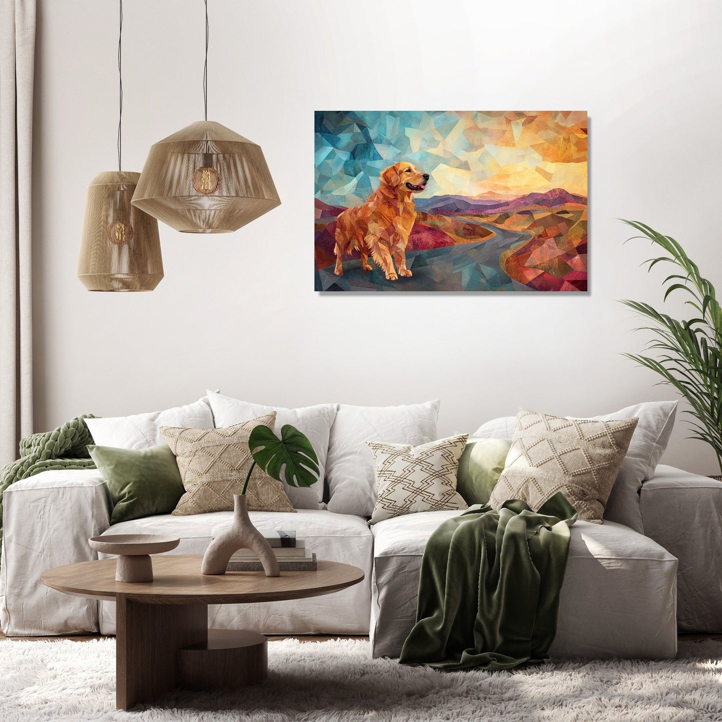 Geometric Golden Retriever Canvas