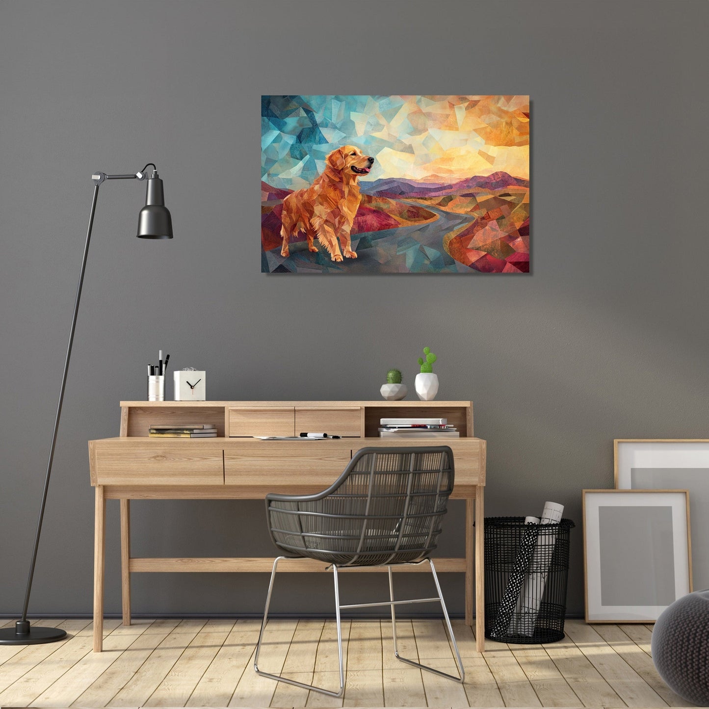 Geometric Golden Retriever Canvas