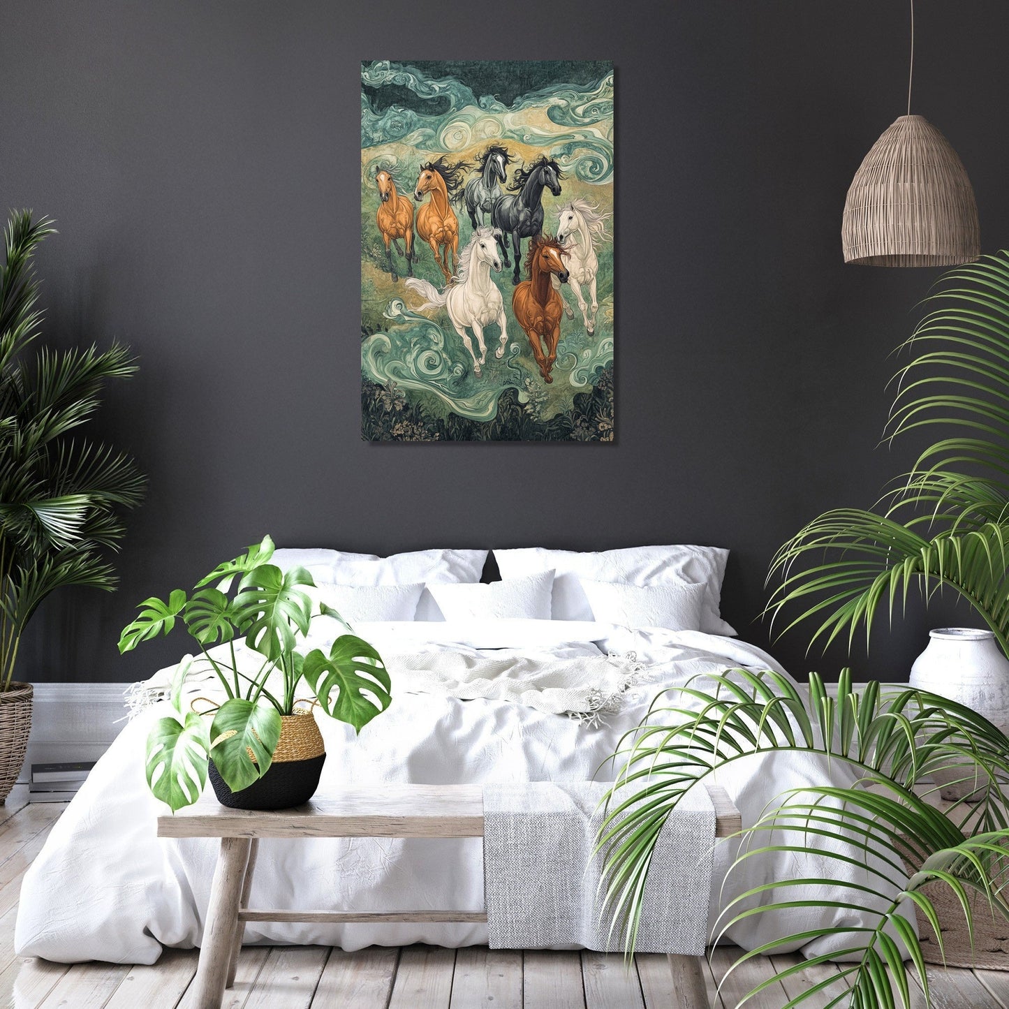 Lucky Running 7 Horses Canvas