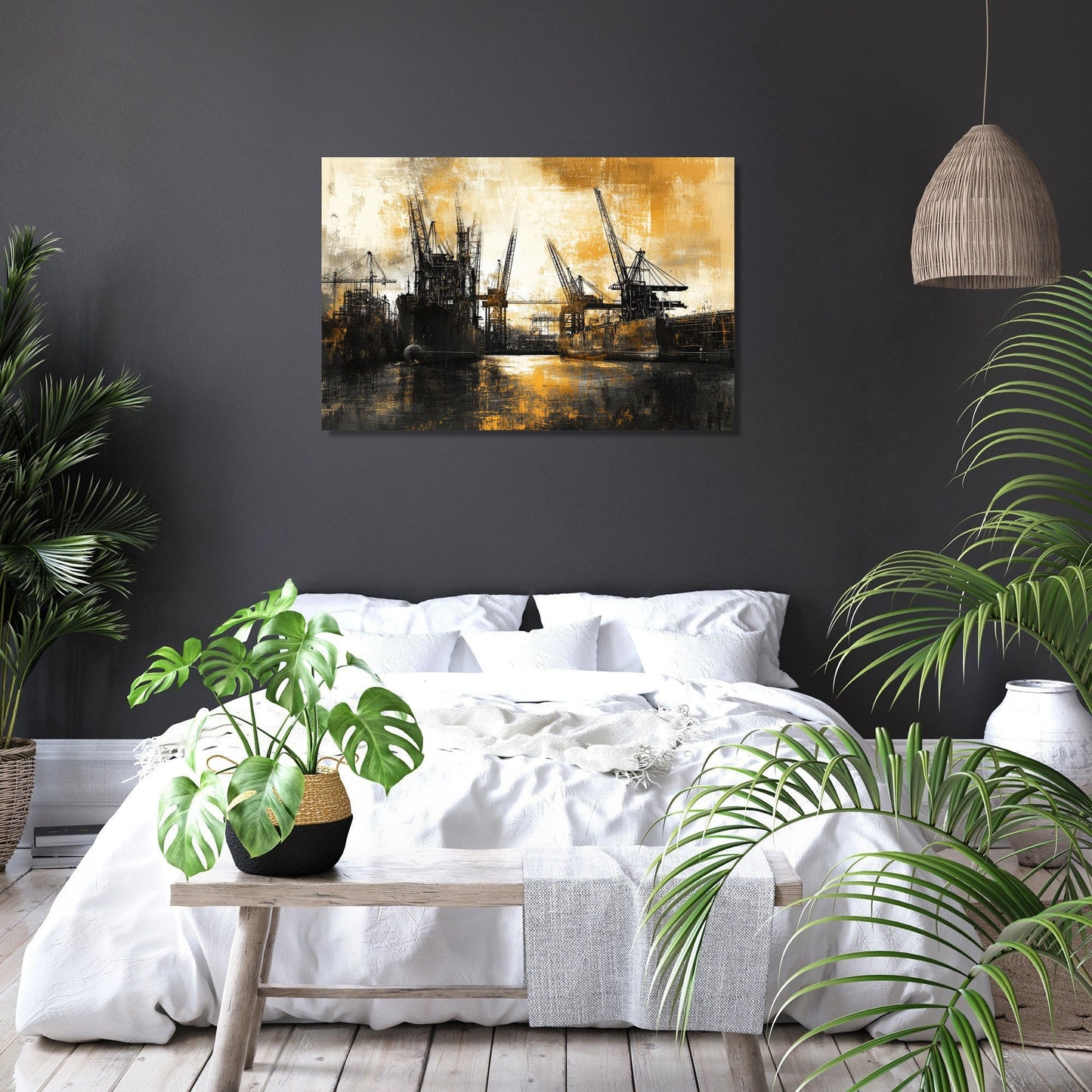 Shipyard Silhouette Canvas