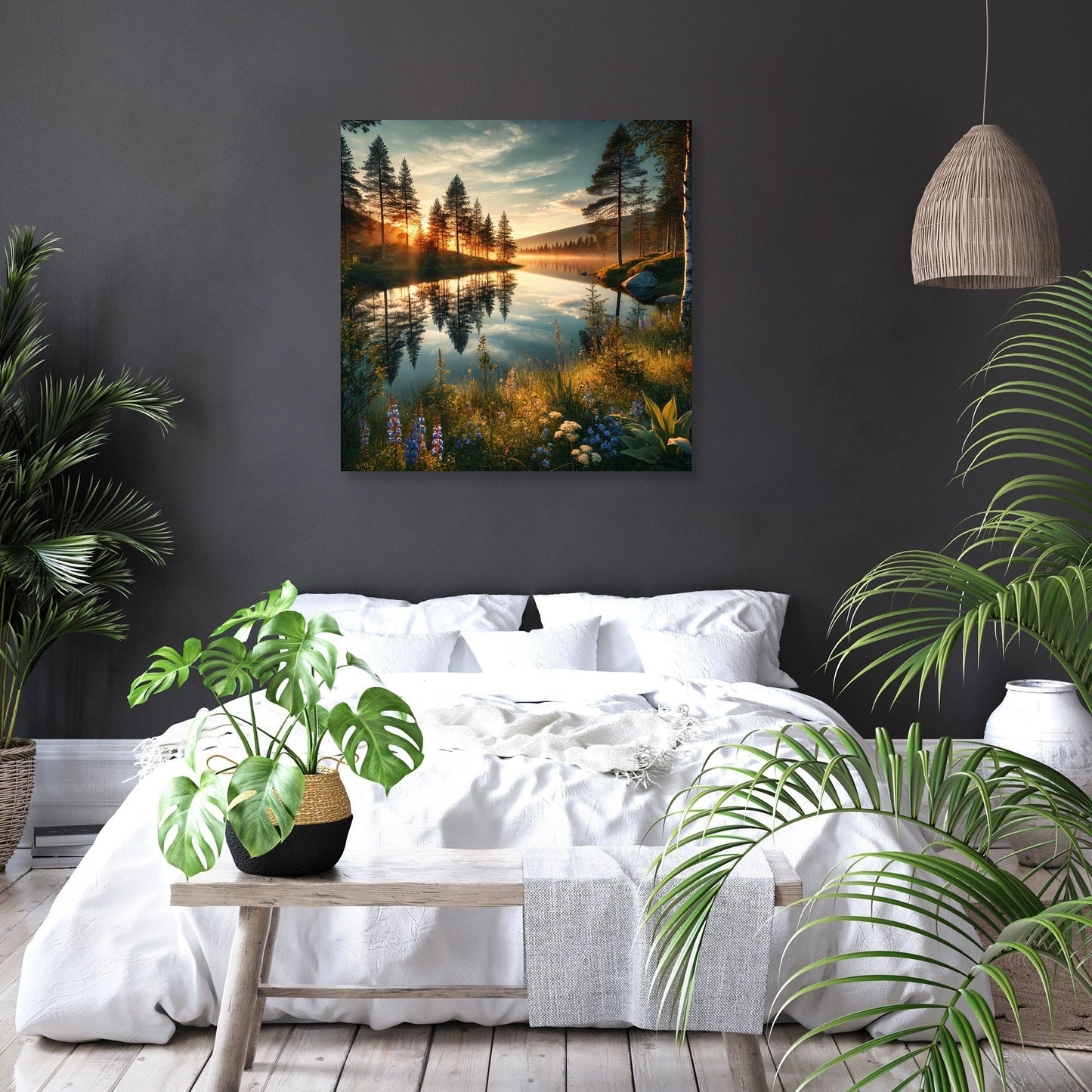 Midnight Sun Lake Canvas