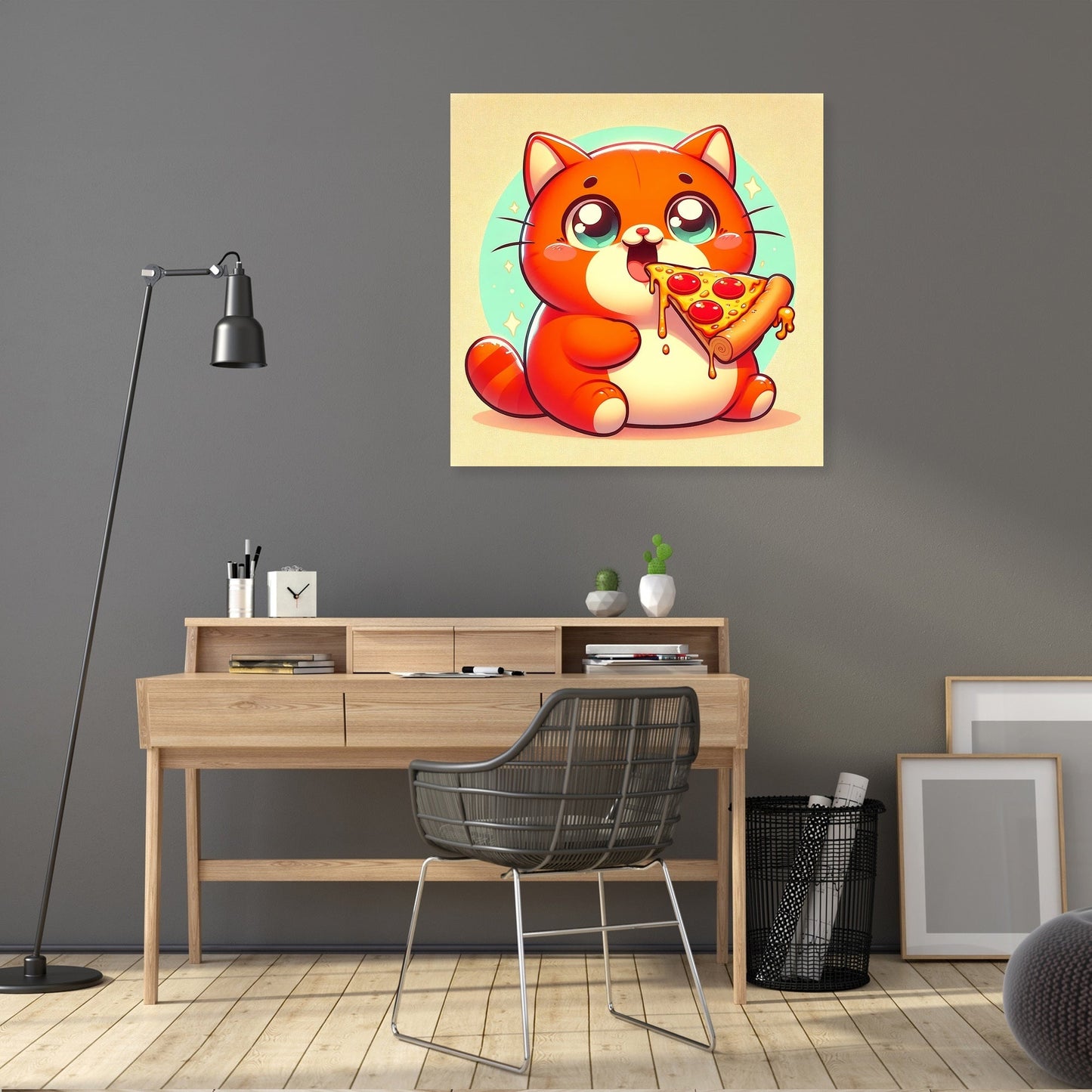 Pizza Loving Cat Canvas