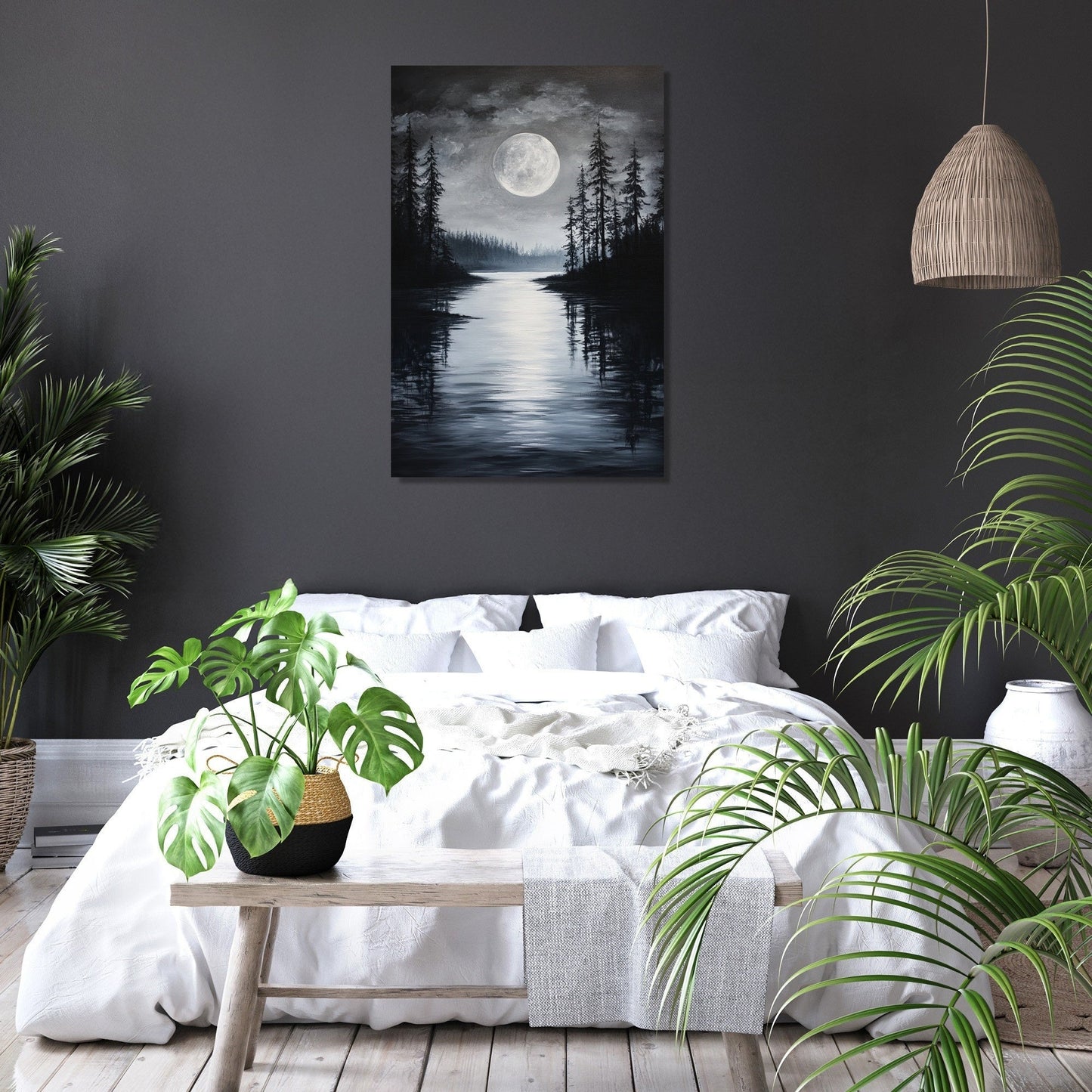 Lunar Serenity Lake Canvas