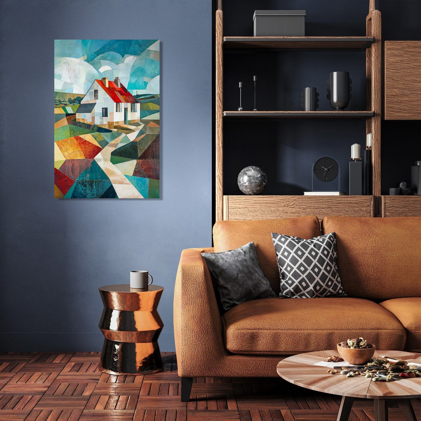 Geometric Countryside House Canvas