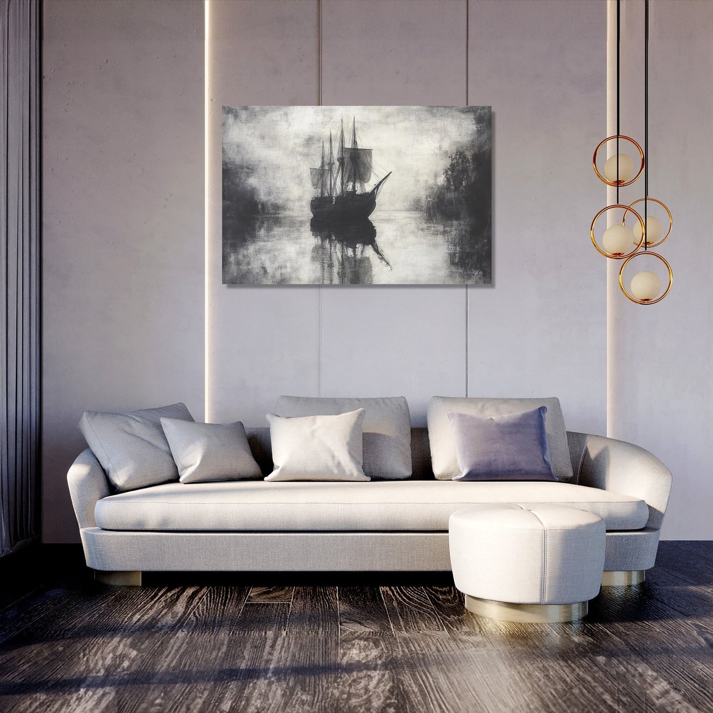 Ghostly Vessel Reflection Canvas