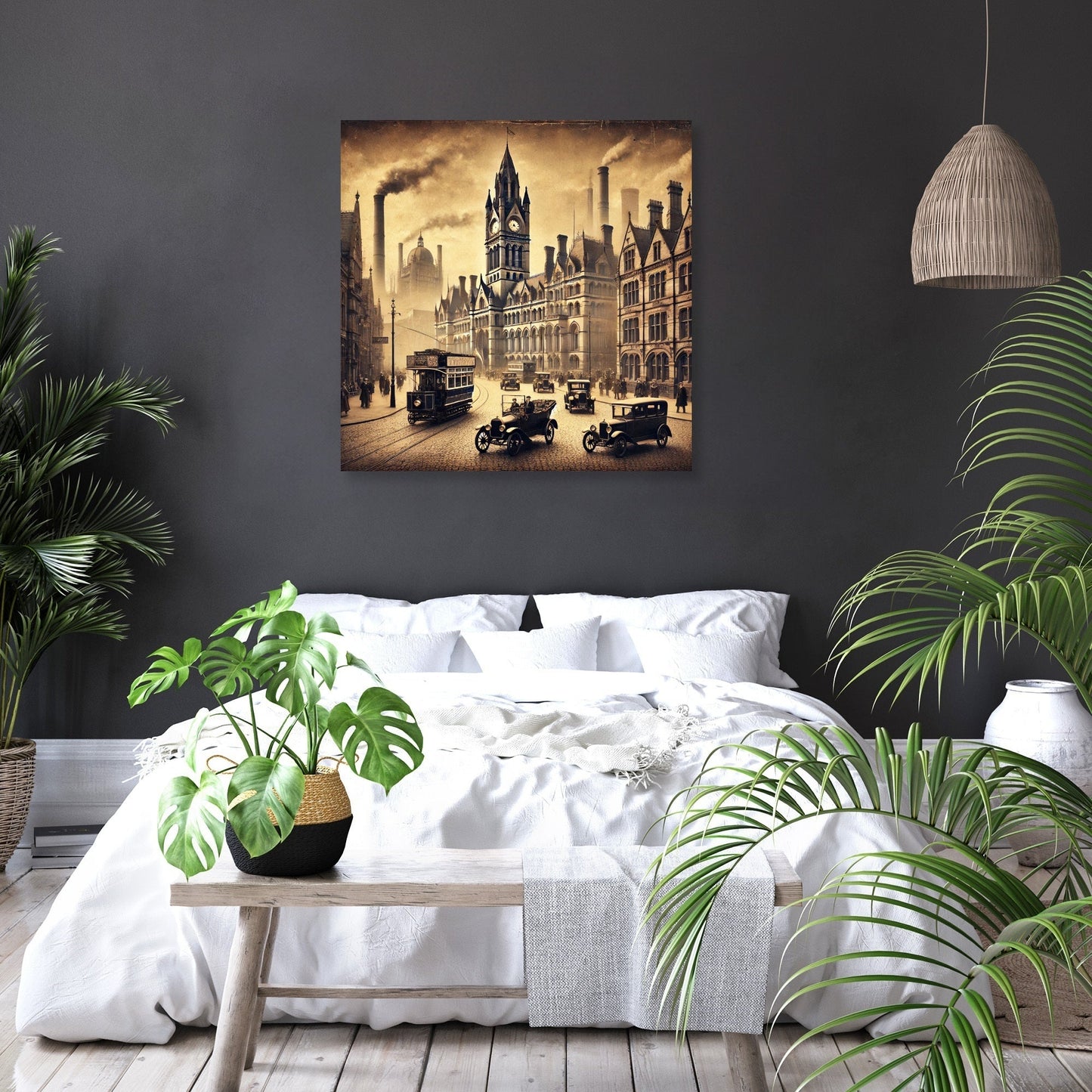 Vintage Manchester Charm Canvas