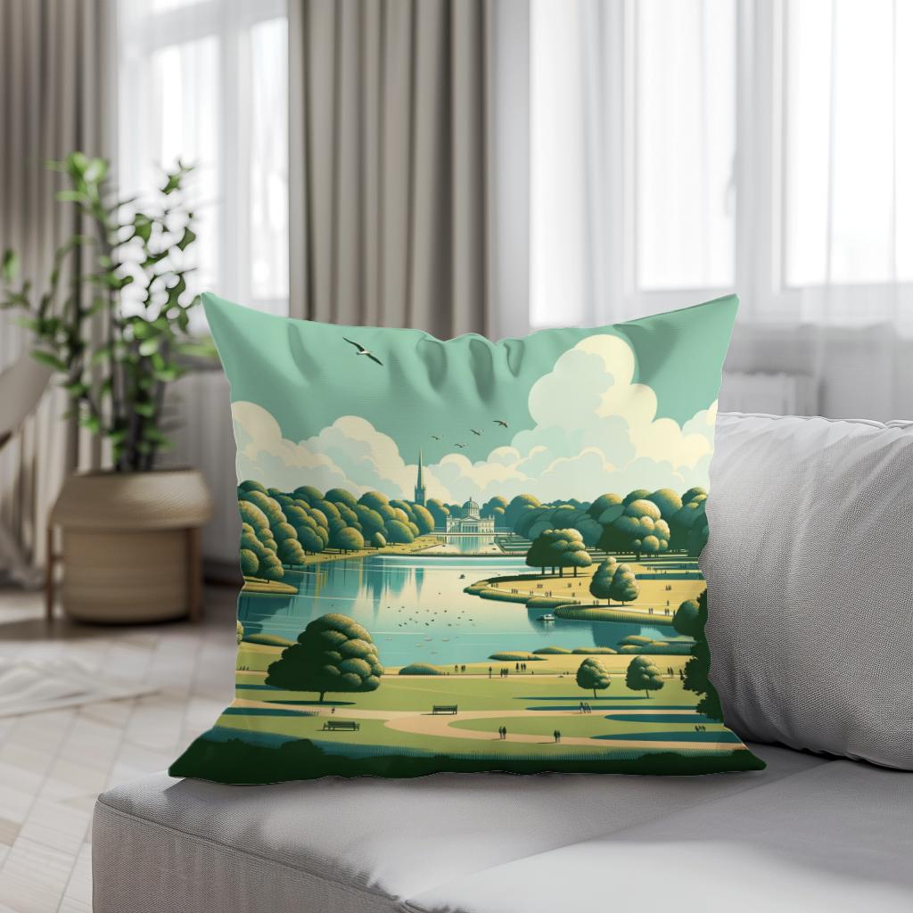 London Hyde Park Minimalist Tranquility Cotton Cushion