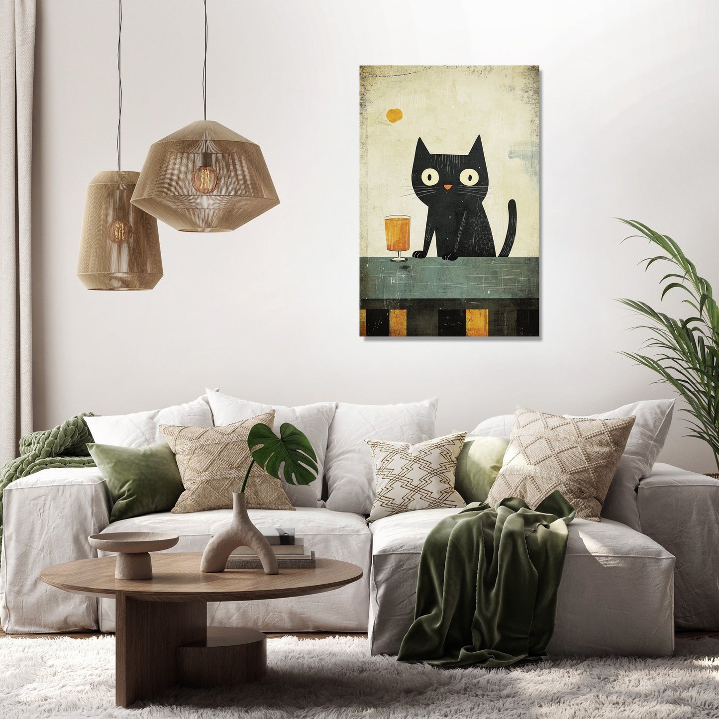 Cat with Drink Canvas